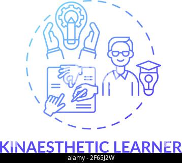 Kinaesthetic learner blue gradient concept icon Stock Vector