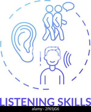 Listening skills blue gradient concept icon Stock Vector