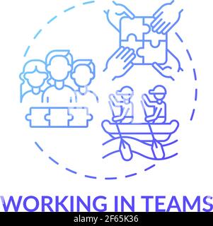 Working in teams blue gradient concept icon Stock Vector