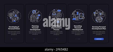 Personal development steps onboarding mobile app page screen with concepts Stock Vector