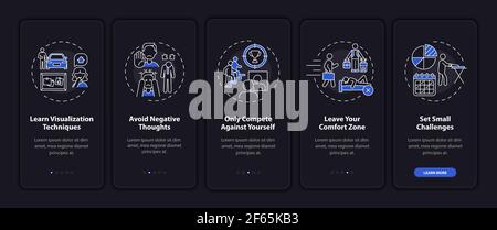 Self-improvement tools onboarding mobile app page screen with concepts Stock Vector
