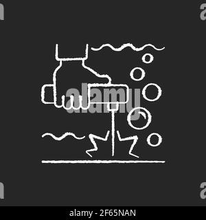 Underwater welding chalk white icon on black background Stock Vector