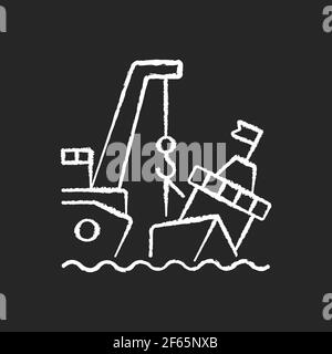 Marine salvage chalk white icon on black background Stock Vector