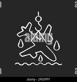Plane salvage chalk white icon on black background Stock Vector