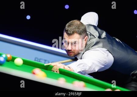 MILTON KEYNES, UNITED KINGDOM. 30th Mar, 2021. Kurt Maflin during 2021 Championship League Snooker- Day 1 matches at Marshall Arena on Tuesday, March 30, 2021 in MILTON KEYNES ENGLAND. Credit: Taka G Wu/Ģ����ý Live News Stock Photo