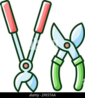 Garden secateurs RGB color icon Stock Vector