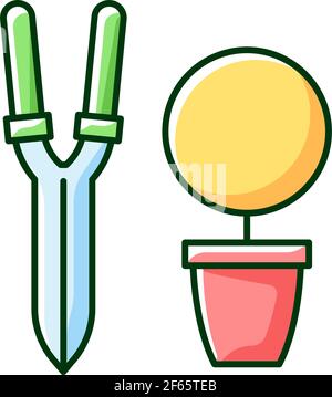 Pruning shears RGB color icon Stock Vector