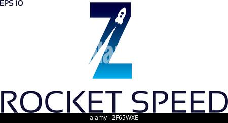 Letter Z Rocket Logo Design Vector Icon Symbol Fly Speed Fast Astronaut Space Galaxy Dream Spaceship Stock Vector