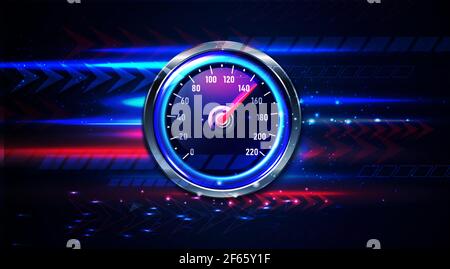 Vector realistic car speedometer background with space for text. Stock Vector