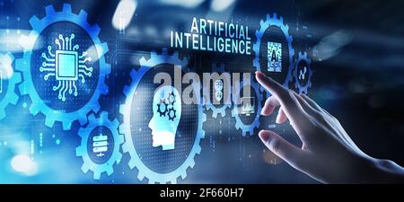 Artificial intelligence AI Neural network deep machine learning concept. Stock Photo
