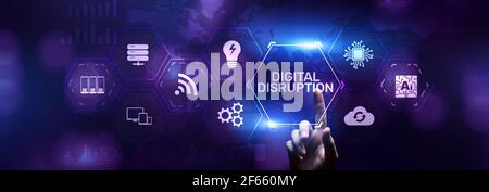 Digital disruption transformation digitalization innovation technology business concept. Stock Photo