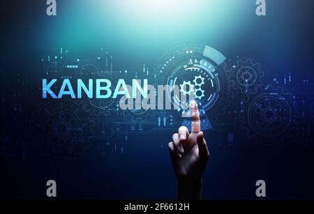 Kanban agile project management workflow business process optimisation. Stock Photo