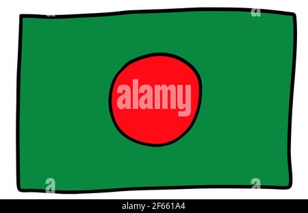 bangladesh flag Doodle Hand drawing sketch simple vector illustration  Stock Vector