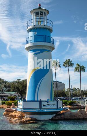 Orlando, Florida. December 22, 2020. Old Lighhouse at Seaworld (13) Stock Photo