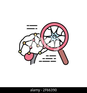 Neurobiology color line icon. Pictogram for web page, mobile app, promo. UI UX GUI design element. Editable stroke. Stock Vector
