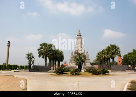 Chedi Phutthakhaya or Buddhakhaya stupa of Wat Panyanantaram or Panya Nantaram temple for thai people travel visit and respect praying at Khlong Luang Stock Photo