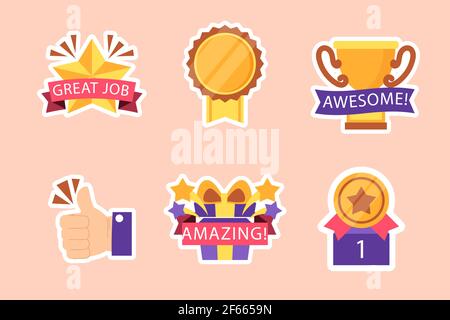 https://l450v.alamy.com/450v/2f6659n/great-job-stickers-pack-vector-illustration-2f6659n.jpg