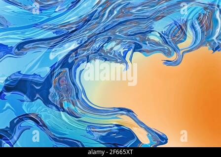 Illustration of the beach. Abstract water texture, hand-painted. Stock Vector