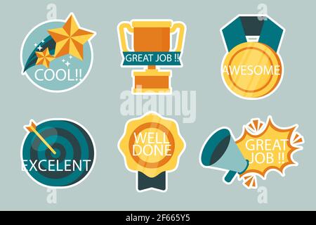 Set of great job and good job stickers Vector illustration Stock Vector  Image & Art - Alamy