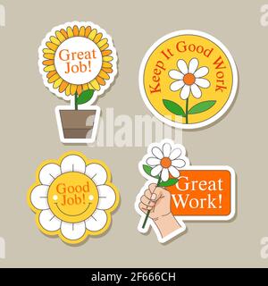 Set of good job and great job stickers Vector illustration Stock Vector  Image & Art - Alamy