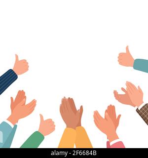 Approval, clapping hands and thumbs up. Vector illustration in flat style Stock Vector