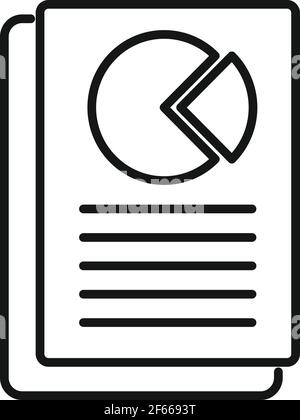 Broker pie chart paper icon, outline style Stock Vector