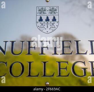 Reflection of Castle Mound, in Nuffield Collage Name Plaque, Oxford University, Oxford, Oxfordshire, England, UK, GB. Reflection of Castle Mound, in Nuffield Collage Name Plaque, Oxford University, Oxford, Oxfordshire, England, UK, GB.