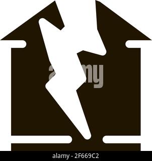 lightning destroyed house icon vector outline illustration Stock Vector ...