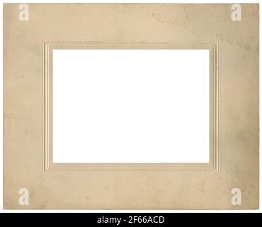 Antique used beige photo paper frame with geometric embossed border - circa 1910 - perfect in detail Stock Photo
