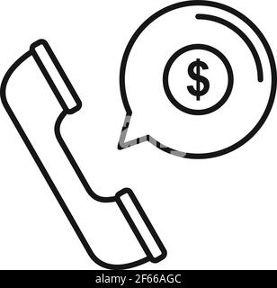 Trader money call icon, outline style Stock Vector