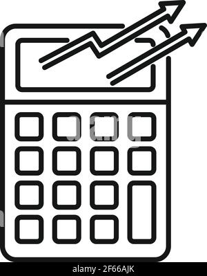 Trader calculator icon, outline style Stock Vector