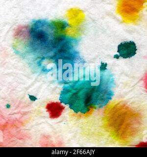 Abstract multicolored watercolor background on soft crumpled paper Stock Photo