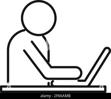 Trader laptop work icon, outline style Stock Vector