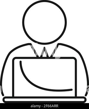 Home trader work icon, outline style Stock Vector