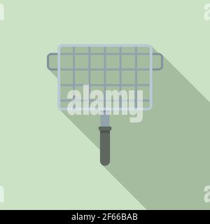 Bbq handle net icon, flat style Stock Vector