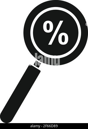 Percent money magnifier icon, simple style Stock Vector