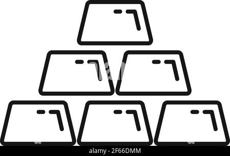 Gold bars icon, outline style Stock Vector