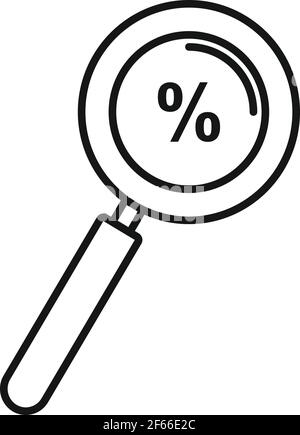 Percent money magnifier icon, outline style Stock Vector