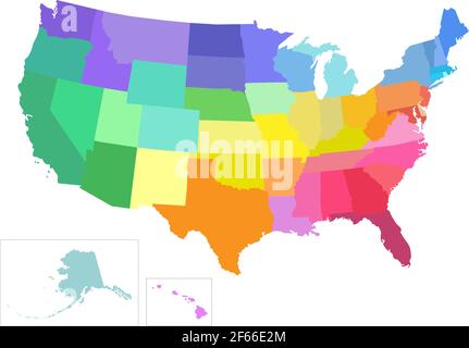 Color USA map with states and borders Stock Vector Image & Art - Alamy