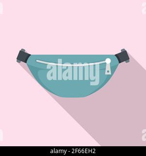 Money waist bag icon, flat style Stock Vector