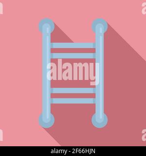 Device heated towel rail icon, flat style Stock Vector