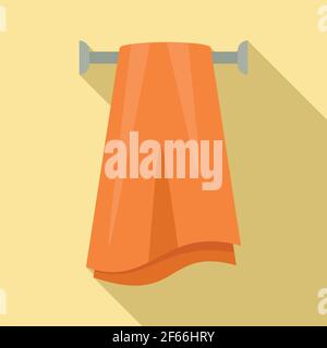 Pile heated towel rail icon, flat style Stock Vector