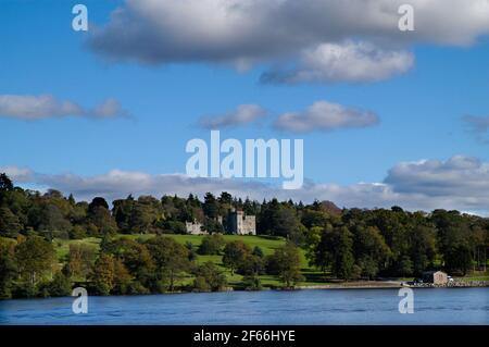 Small castle on the shore of Loch Lomond in Scotland Stock Photo