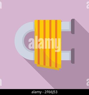 Care heated towel rail icon, flat style Stock Vector