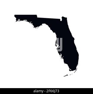 Vector isolated simplified illustration icon with black map's silhouette of State of Florida (USA). White background Stock Vector