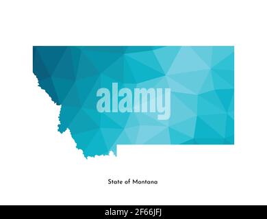 Vector isolated illustration icon with simplified blue map's silhouette of State of Montana (USA). Polygonal geometric style. White background. Stock Vector