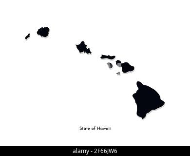 Vector isolated illustration icon with simplified blue map's silhouette of State of Hawaii (USA). Polygonal geometric style. White background. Stock Vector