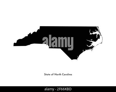 Vector isolated simplified illustration icon with black map's silhouette of State of North Carolina (USA). White background Stock Vector