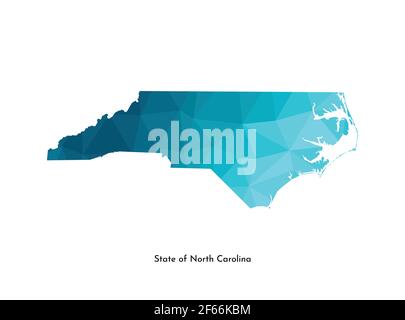 Low Poly Map of North Carolina State (USA). Polygonal Shape Vector ...