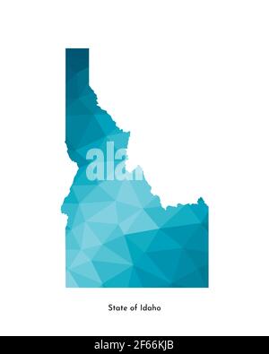 Vector isolated illustration icon with simplified blue map's silhouette of State of Idaho (USA). Polygonal geometric style. White background. Stock Vector